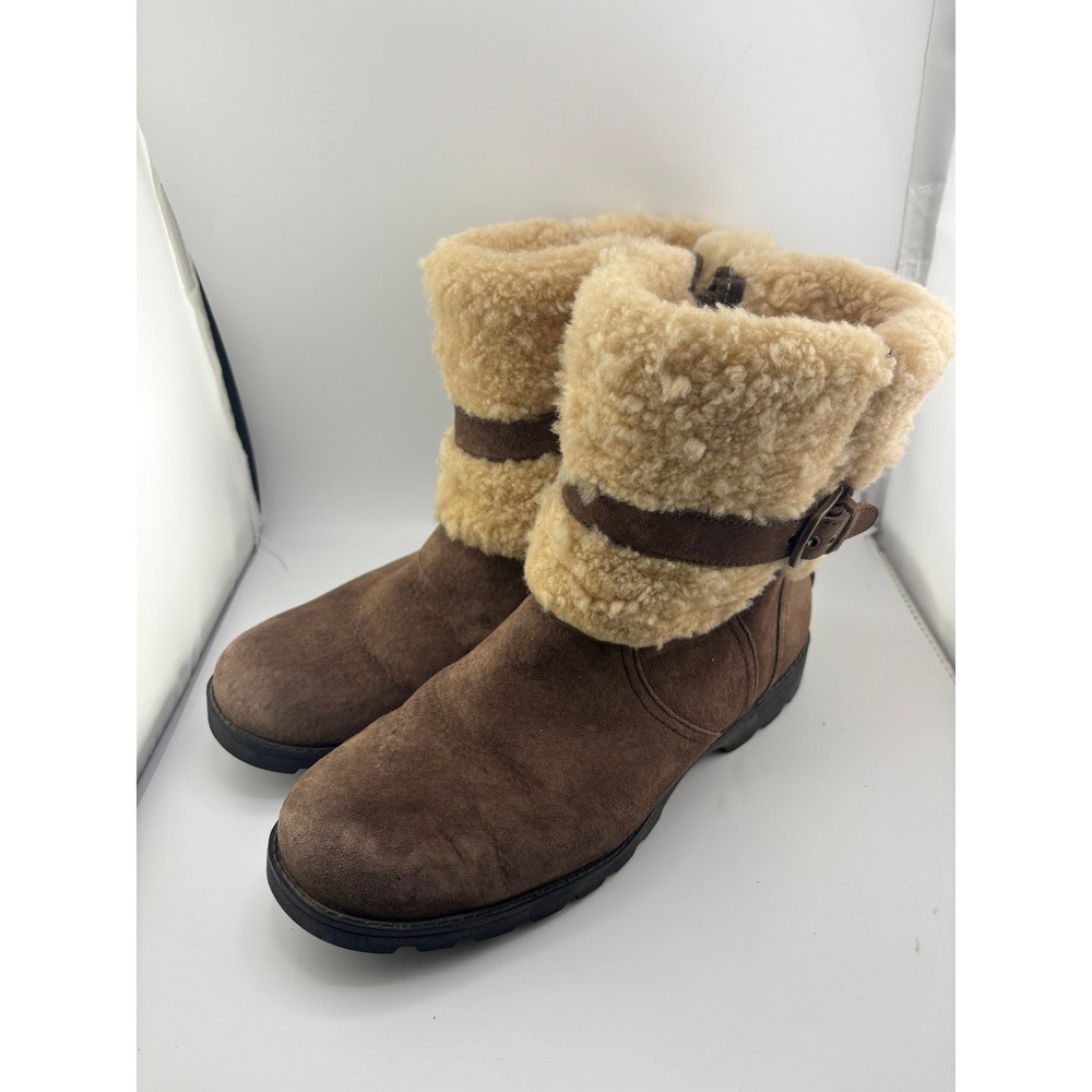 UGG Australia Adirondack Brown Suede Shearling Zip Winter Boots 1004140 Womens 8